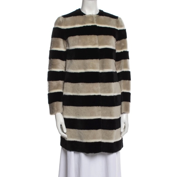Max Mara Lamb Fur Colorblock Pattern Fur Women's Coat Size: XS - Picture 1 of 3